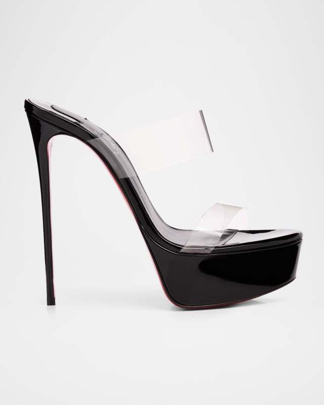 Just Nothing Clear Red Sole Platform Slide Sandals